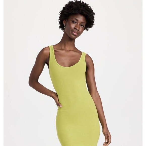 Enza Costa Silk Rib Tank Midi Dress in Kiwi Large Womens Stretchy Bodycon - Picture 12 of 13